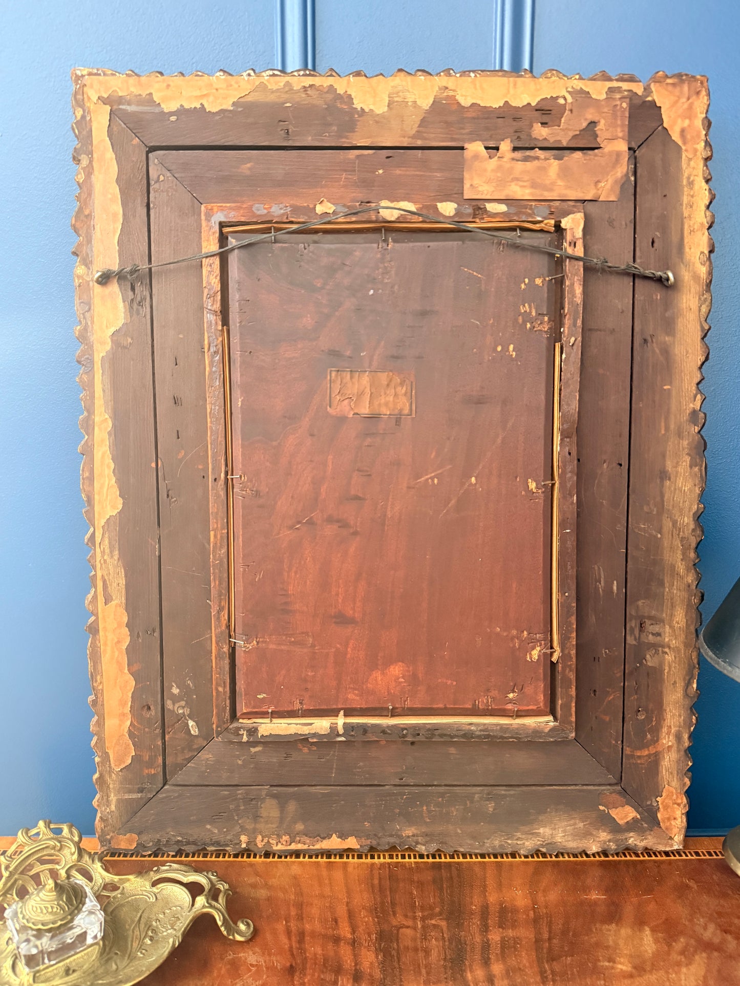 Antique Rococo Revival courting scene, oil on board