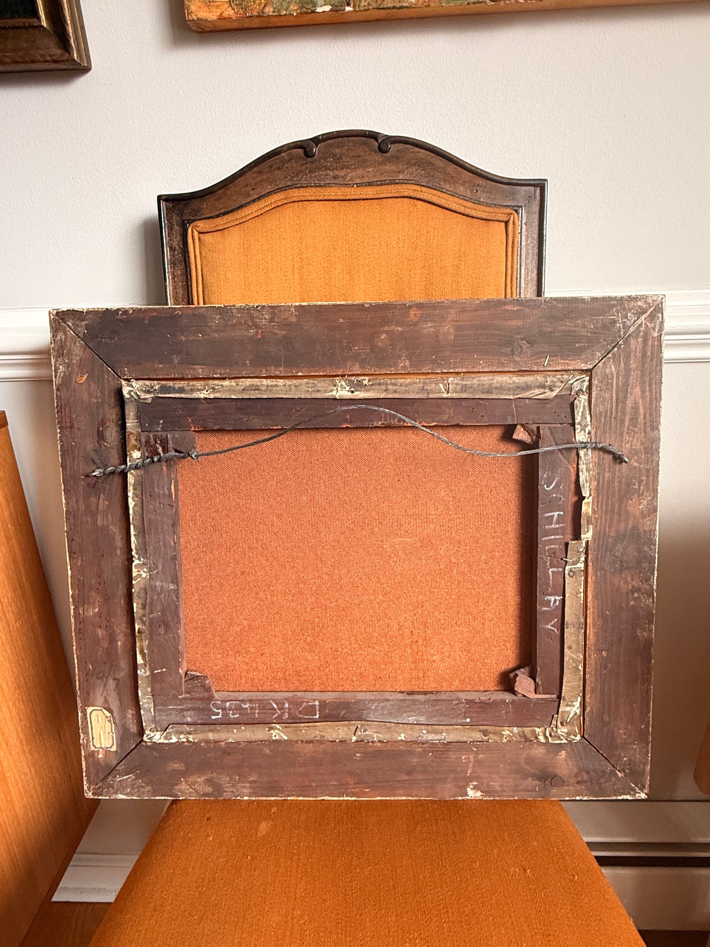 Antique river landscape with angler, oil on canvas