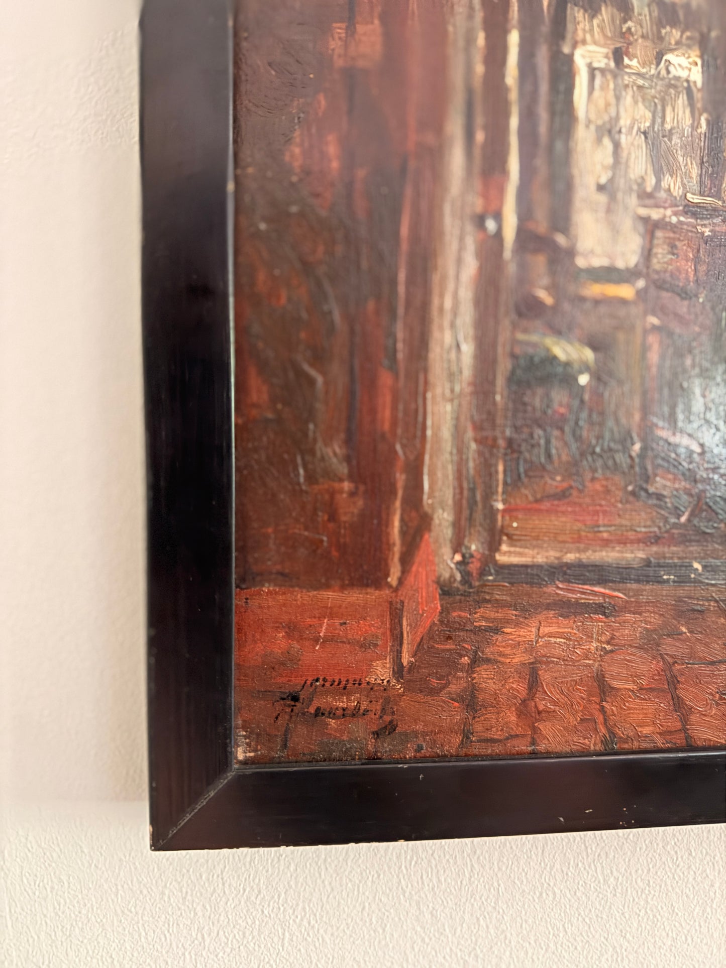 Moody interior scene, signed Herrmann, oil on board