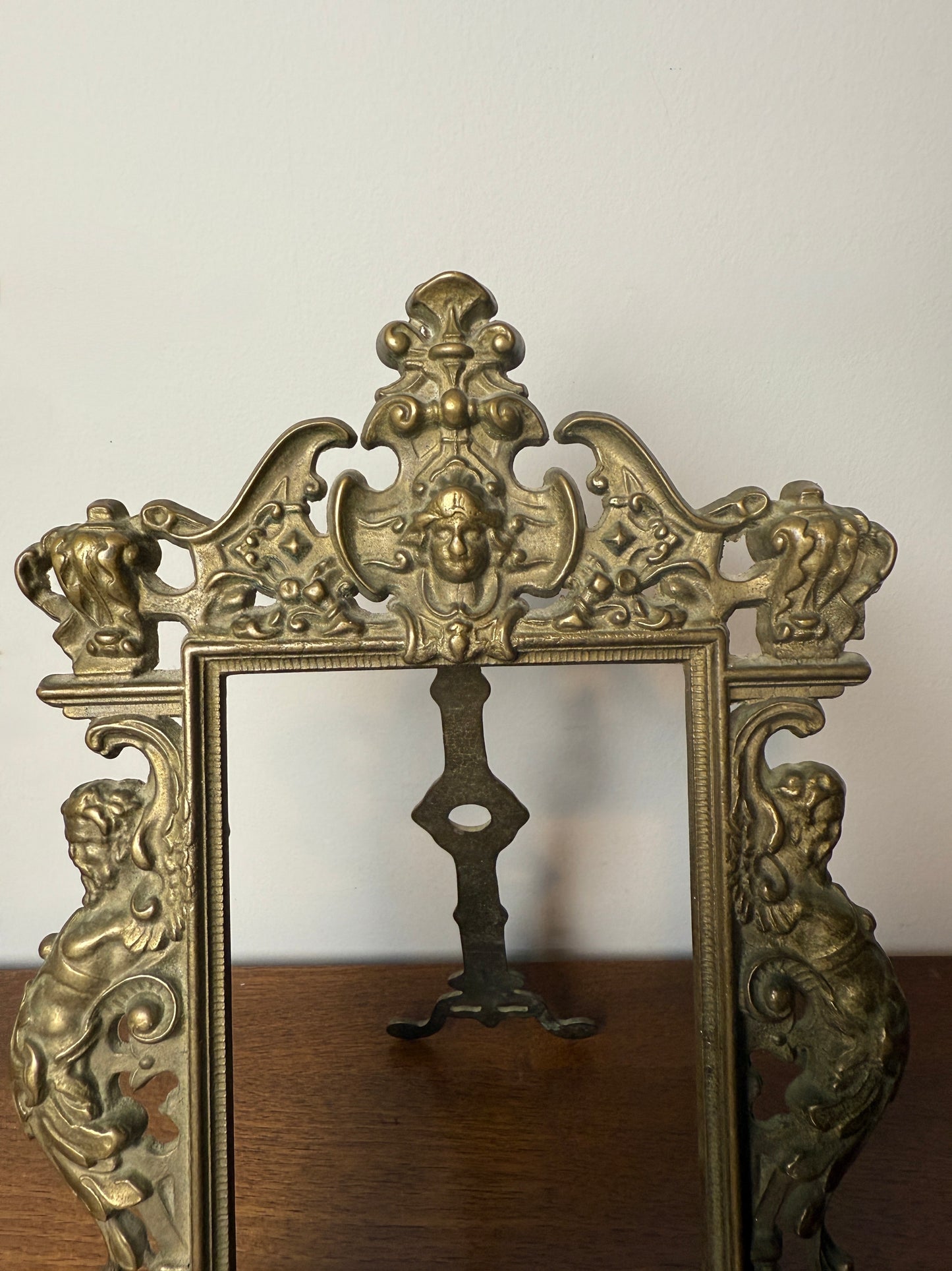 Antique French Baroque brass frame
