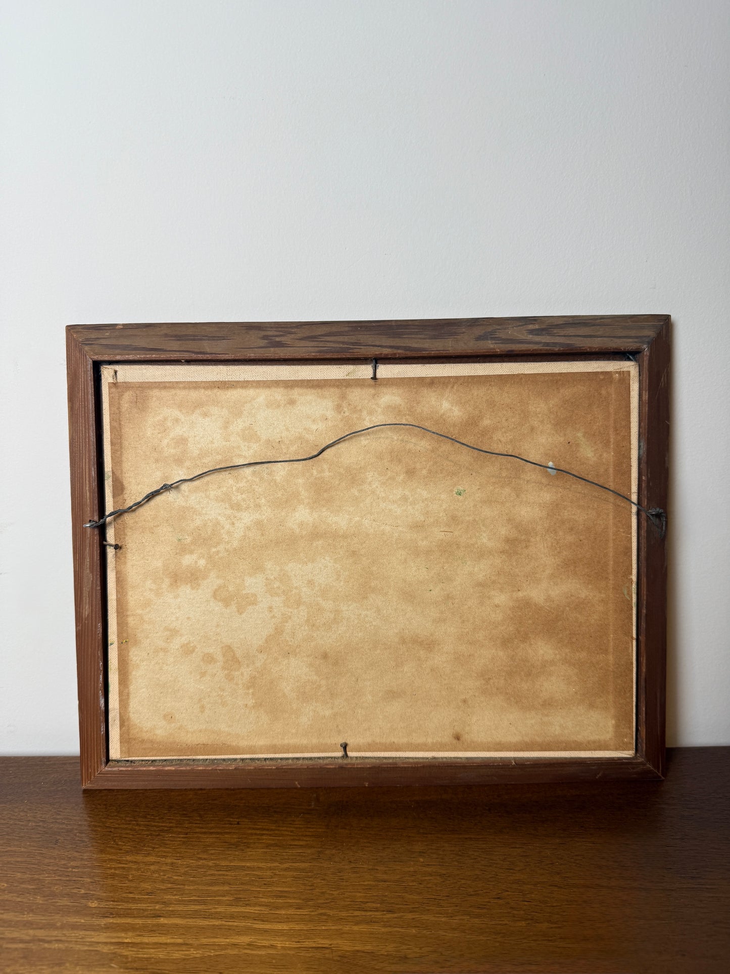 Rustic barn by pond, oil on academy board