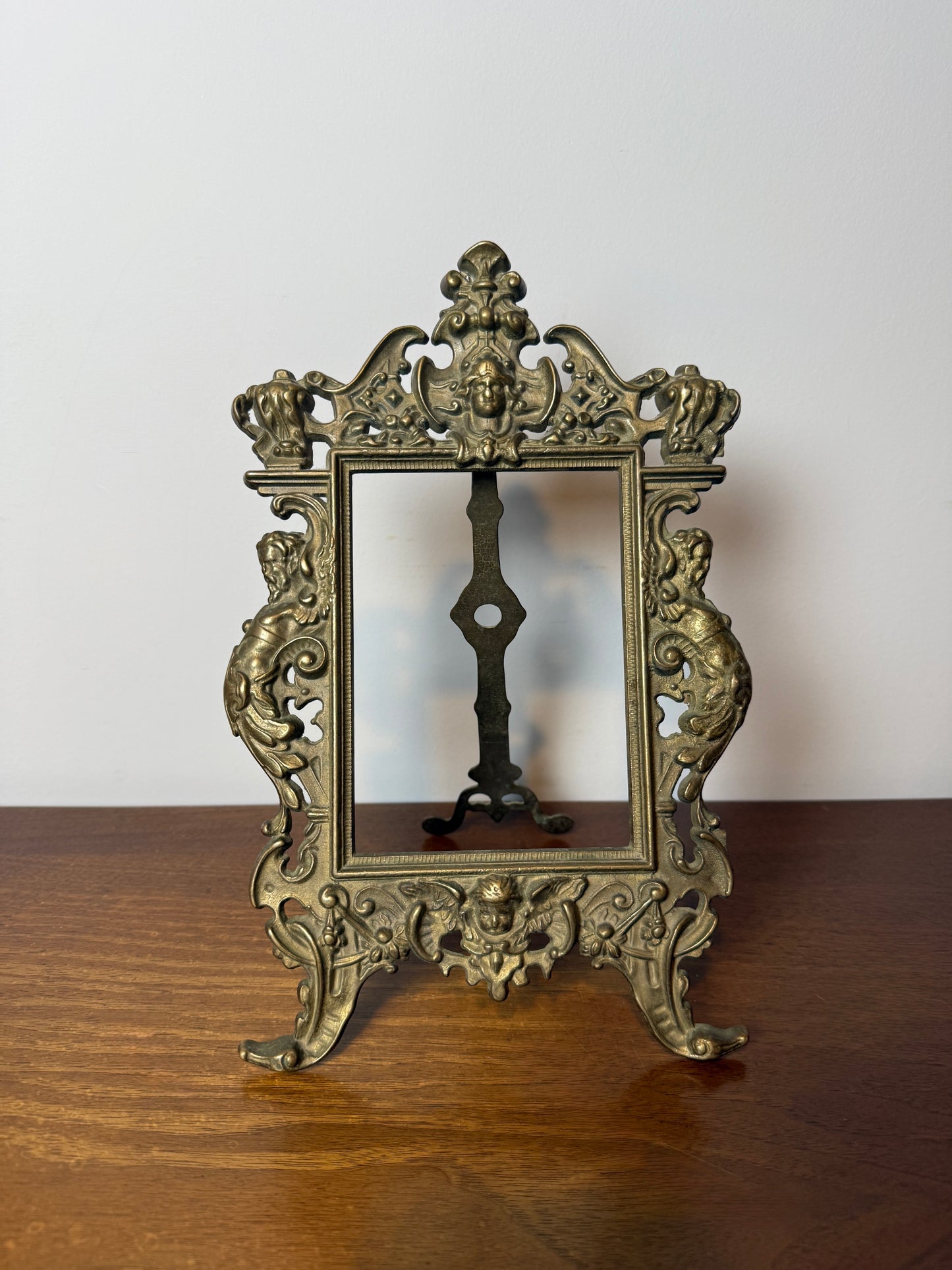 Antique French Baroque brass frame