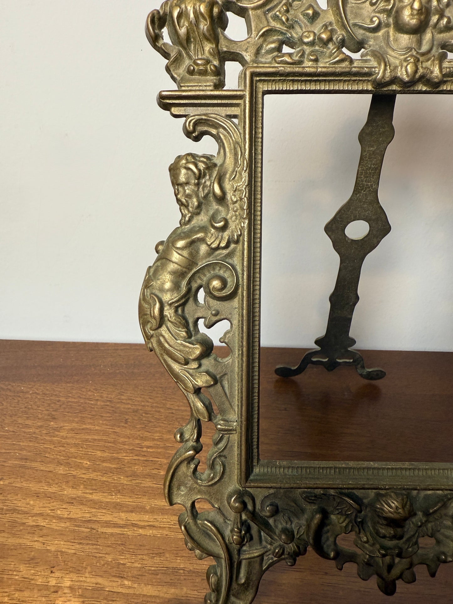 Antique French Baroque brass frame
