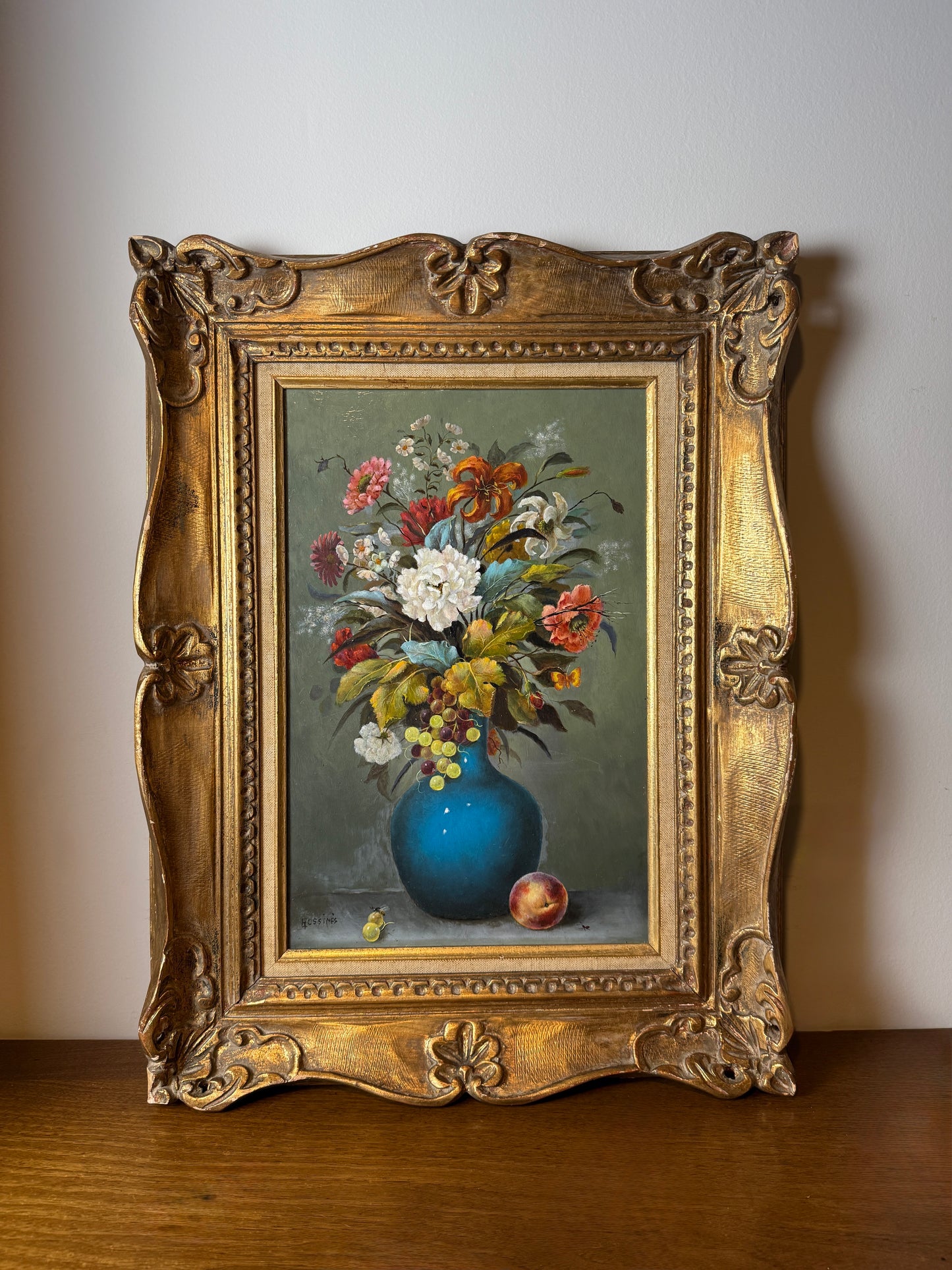 Vintage floral on copper by Moroccan artist